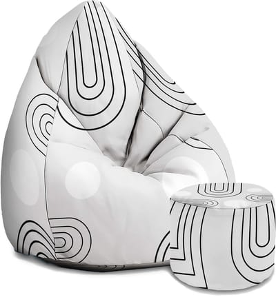 DreamRoots Oxford Zitzak voor Volwassenen – Luxe Beanbag met Voetsteun en Afneembare Hoes – Inclusief Vulling – 80x80x120 cm - Scandimavian Abstract