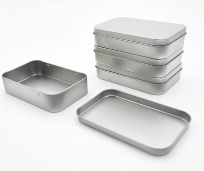 Mini Portable Opslagdoos van Blik, Kleine Container met Deksel, Handige Opbergdoos voor Thuis, 9.5x6x2cm, Zilver, Ideaal voor Organiseren en Bewaren
