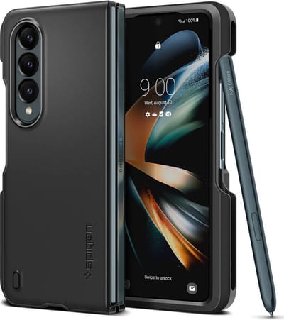 Geschikt voor Spigen Thin Fit P Samsung Galaxy Z Fold 4 Hoesje Back Cover Zwart