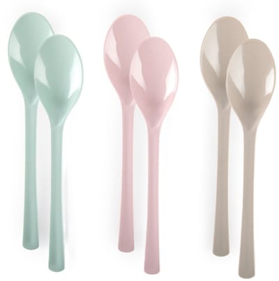 Plasticforte Lepels - kunststof - 6x stuks - herbruikbaar plastic - 19 cm - BBQ / Verjaardag / Camping / Party