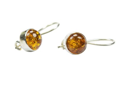 Zilveren oorbellen met sluiting Amber / Barnsteen 925 zilver