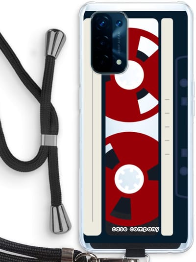 Case Company® - Hoesje met koord geschikt voor Oppo A74 5G hoesje met Koord - Here's your tape - Telefoonhoesje met Zwart Koord - Bescherming aan alle Kanten en Over de Schermrand
