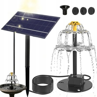 Fonteinpomp - Zonne Fontein - Solar Fonteinpomp - Dubbele laag - 2.5W Zonne-energie - 9 Sproeikoppen - Watercirculatie & Zuurstof - Voor Vijver, Aquarium & Tuin