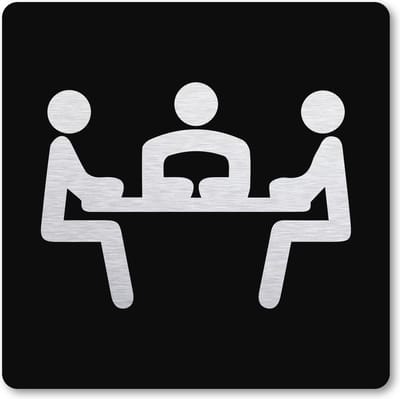 Pictogram Vergaderruimte - pictogrammen - zwart -  deurbordje - 10 x 10 cm - zelfklevend - vierkant