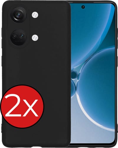 Hoesje - 2 Stuks - Geschikt voor OnePlus Nord 3 - Sterk & Shockproof - Telefoonhoes - Back Cover - Case Siliconen - Telefoon Hoes - Zwart
