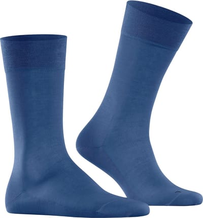 FALKE Sensitive Malaga drukvrije comfort tailleband katoen sokken heren blauw - maat 39-42