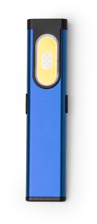Zaklamp Kobalt Blauw oplaadbaar ultradun aluminium, LED, bevestigingsclip en magneetstrip