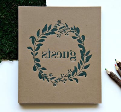 Gastenboek Rustiek - Bruiloft Album - Bruiloft Herinneringen - Met Krans Ontwerp - 8.5x7.5 Inch - Natuurlijk
