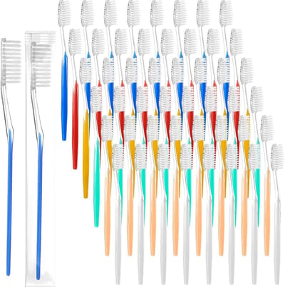 Wegwerptandenborstels - Reistandenborstels - Hygiënisch Poetsen - Individueel Verpakt - 300 Stuks - Zes Kleuren