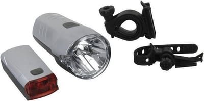 FISCHER FAHRRAD 85330 Fietsverlichtingsset LED werkt op batterijen Zilver (mat)