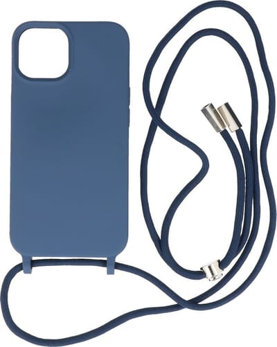 iPhone 14 Hoesje Backcover Telefoonhoesje met Koord - 2.5mm Dikke - Navy