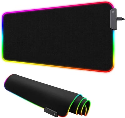 Grote RGB Gaming Muismat met 14 LED Kleuren en 11 Verlichtingsmodi, Antislip Bureau Mat voor PC en Laptop 800 x 300mm