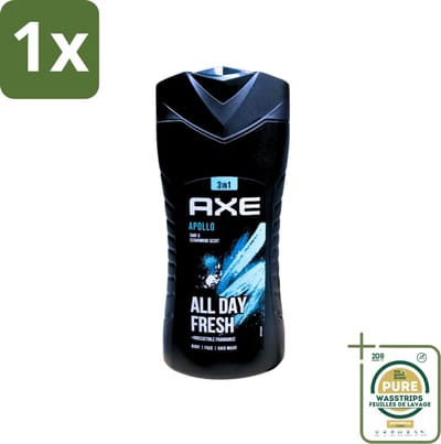 1 x Axe - 3-in-1 Douchegel - Apollo - Sage & Cedarwoord - All Day Fresh - 400 ml- Douchegel - Lichaam - Gezicht - Haar - Salie