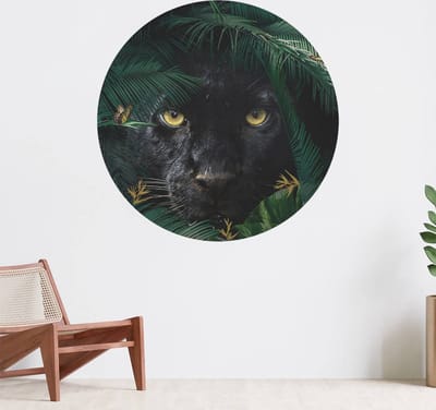 Muurcirkel zelfklevend behang - Jungle Panther Portret - Wanddecoratie - 080cm behangcirkel - Ronde sticker voor aan de muur - Behangsticker verkrijgbaar in verschillende formaten
