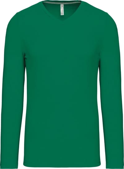 Kariban T-shirt V-hals lange mouwen K358 - Kelly Green - 4XL