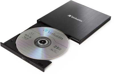 Verbatim External Ultra HD 4K Externe Blu-ray brander 4K-video-ondersteuning Retail USB-C 3.2 Gen 1 Zwart