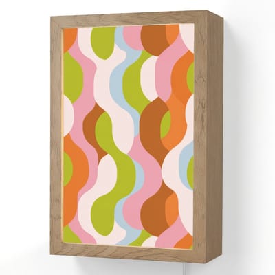 Wandlamp 20x30 cm - Oplaadbaar - Abstract - Vormen - Roze - Wandlampen binnen woonkamer - Slaapkamer lamp met kabel - Decoratieve nachtlamp - Vloerlamp snoer
