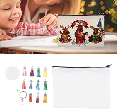 10 Sets Lege Cosmetica Tassen voor Sublimatie, DIY Heat Transfer Makeup Tassen, Creatieve Projecten en Persoonlijke Cadeaus