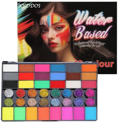 KYDDOI Schminkset - Schmink voor kinderen 42 kleuren 32-delige set - met 11 penselen en Diverse accessoires - Wasbare gezichtsverf Veilige lichaamsverf - voor Halloweenfeest, Carnaval