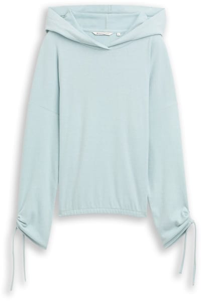 Tom Tailor Denim - Los shirt met lange mouwen en capuchon - Maat M - Silver Cloud Blue Melange