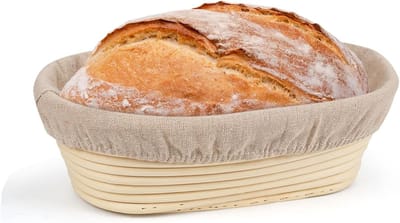 Broodbakmand - Rijsmand Gistmand - Brood Bakken - Handgevlochten Rotan - 25 cm diameter - Natuurlijk