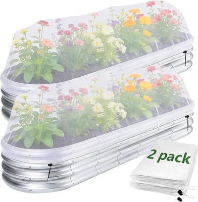 Plantenhoes Met Trekkoord - 2 Stuks - Plantenbeschermingsnet - Fruitboomnet - 190 X 100 X 45 Cm - Vogelbeschermingsnet Voor Fruitbomen - Geschikt Voor Verhoogde Plantenbakken Ter Bescherming Van Groenten, Fruit, Bloemen En Gewassen - Wit