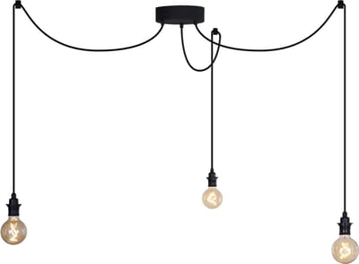 QAZQA cava - Moderne Hanglamp voor buiten - 3 lichts - Ø 18 cm - Zwart - Buitenverlichting