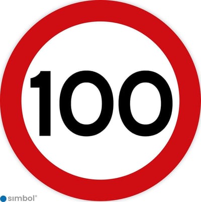 Simbol - Stickers 100 km - Maximaal 100 km/u - Duurzame Kwaliteit - Formaat ø 10 cm.