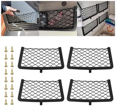 Dailygoods- Opbergnettas 4 Stuks - Auto Opbergtas - Universele Organizer - Ademend/Slijtvast - Geweven Materiaal - 36x18 cm - Opbergzak
