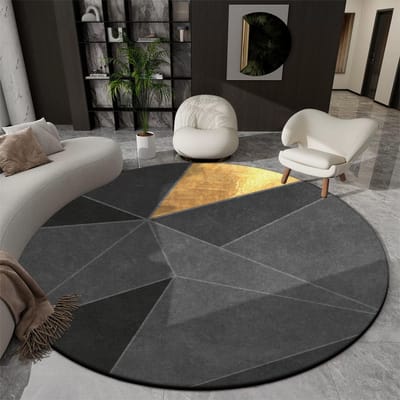 Geometrische Ronde Vloerkleden voor Woonkamer Luxe Decoratie Huis Groot Formaat Pluche Tapijten Slaapkamer Studeerkamer Antislip Stoelmat Vloer Zacht 60*60cm gray