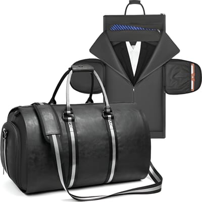CarryQuest® - Zakelijk Opvouwbaar Reistas - Bruin -Suite Bag - PU Leder - Duffel Bag - Weekendtassen - Sportief - Weekend & Reis - Kostuumtas - Zwart