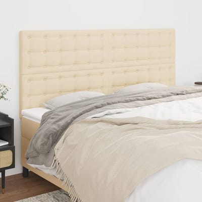 vidaXL - Hoofdbord - crème - 160x5x118/128 - cm - stof