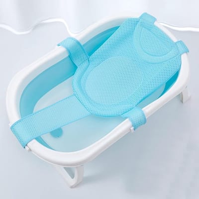 Verstelbaar en Antislip Baby Badmat met Veiligheidsriem voor Pasgeborenen en Peuters - Comfortabele Badervaring met Mesh Ontwerp en Ondersteuning