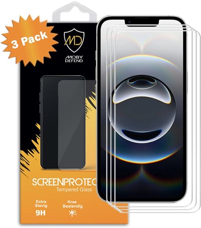 3-Pack MobyDefend Screenprotectors - Geschikt voor iPhone 16e Case-Friendly Screensavers - Gehard Glas