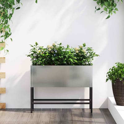 vidaXL - Verhoogde - Tuin - Plantenbak - Zilver - 60 - x - 26 - x - 45 - cm - Gegevens - staal