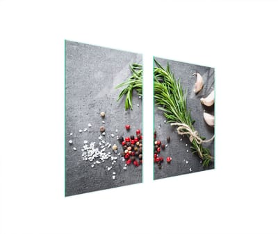 TMK ArtDeko - Beschermende Glasplaat - Voor keuken - 65x52 cm - Motief Przyprawy