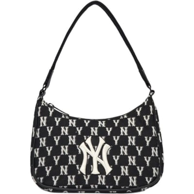 MLB Monogram Serie Vintage Bloemendruk NY Yankees Onderarmtas Mahjong Tas Tote Tas Dames tassen Zwart Wit 3ABQS012N-50BKS Without Gift Box black