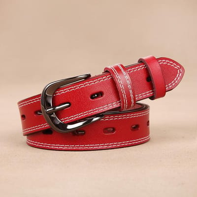 Holle leren leren riem mode dame Britse fijne gladde gesp leren riem jeans Cinturon Mujer koeienhuid designer riem 100cm red