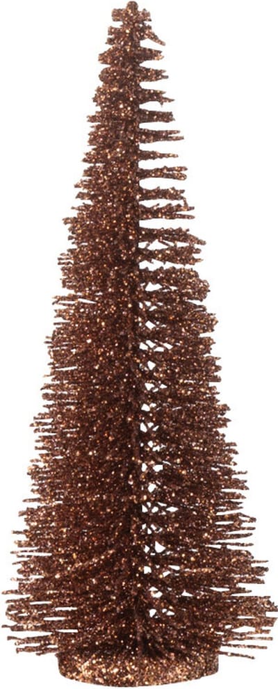 J-Line decoratie Kerstboom Glitter - kunststof - bruin - small