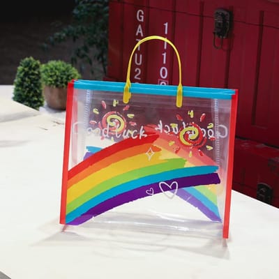 PVC Transparante Regenboog Schoudertas Waterdicht Strand Zwemmen Opbergtas Grote Capaciteit Boodschappentas Tassen W6291WW- red