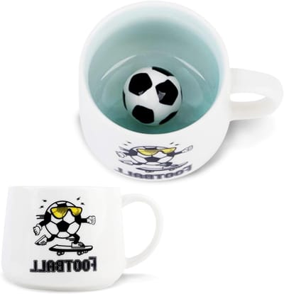 3D Voetbal Mok, Officiële Thee en Koffiemok voor Tieners, Cadeau voor Jongens, Verjaardagscadeau, Coole Geschenken, Kerstcadeaus, Marmeren Keramische Koffiekop
