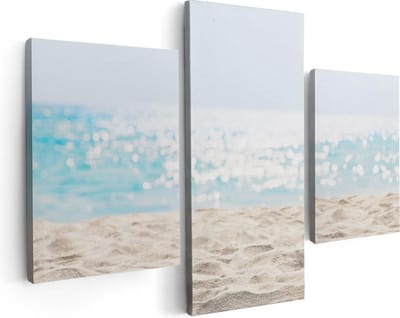 Artaza Canvas Schilderij Drieluik Helder Witte Strand Met Zee Uitzicht - 90x60 - Foto Op Canvas - Canvas Print