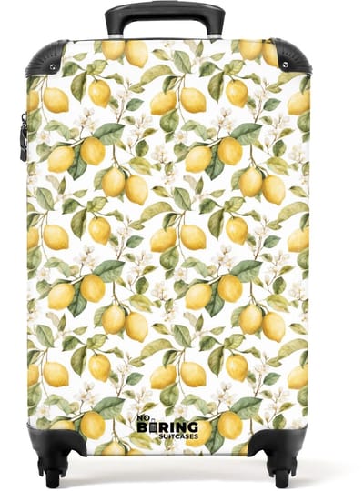 NoBoringSuitcases.com - Koffer - Citroenen patroon geel groen - Past binnen 55x40x20 cm en 55x35x25 cm - Trolley handbagage - Valiezen met wieltjes volwassenen - Reiskoffer op wielen - Rolkoffer lichtgewicht