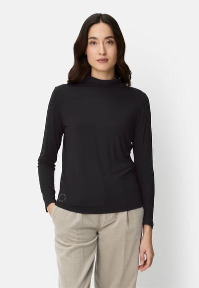 camel active Shirt met lange mouwen en opstaande kraag - Maat womenswear-XXS - Kaviaar