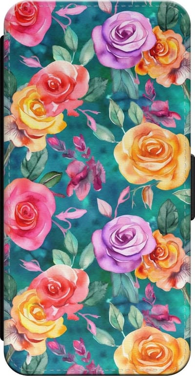 Leuke Telefoonhoesjes - Bookcase hoesje geschikt voor iPhone 14 bookcase leer - Rozen - Rozen - Wallet case met pasjeshouder - Bloemen - Multi