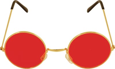 Henbrandt Verkleedbril - ronde glazen - rood - flower power - hippie - sixties