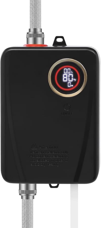 Elektrische doorstroomboiler - Direct warm water - Keuken en badkamer - Compact tankloos ontwerp - 116 x 235 cm - Zwart