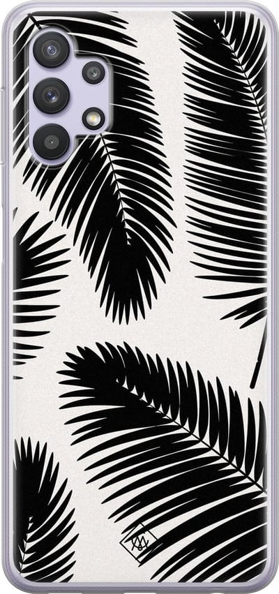Casimoda® hoesje - Geschikt voor Samsung A32 5G - Palm Leaves Silhouette - Backcover - Siliconen/TPU - Zwart