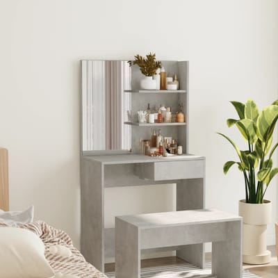 vidaXL - Kaptafel - met - spiegel - 74,5x40x141 - cm - betongrijs