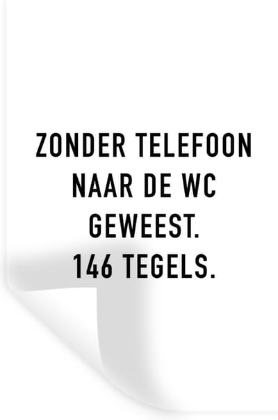 Muurstickers - Sticker Folie - Spreuken - Quotes - Zonder telefoon naar de wc geweest. 146 tegels. - Tegels - 20x30 cm - Plakfolie - Muurstickers Kinderkamer - Zelfklevend Behang - Zelfklevend behangpapier - Stickerfolie